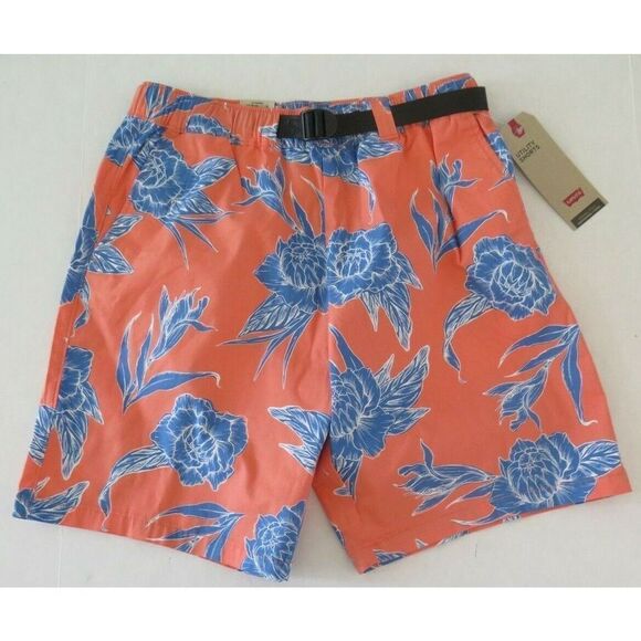 Levi's 547460006 Men's Sz M Orange Floral Pattern Stretch Utility Shorts - Picture 1 of 4